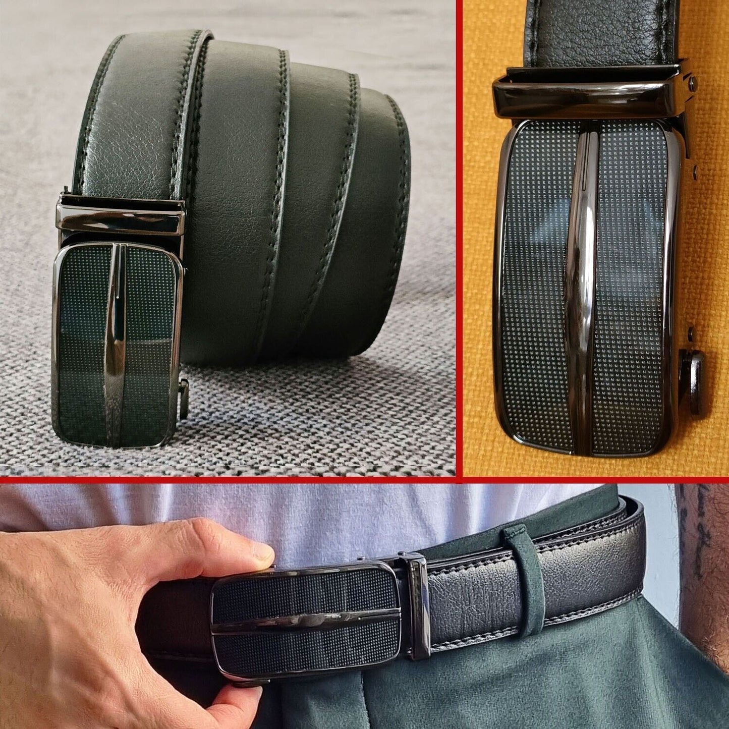 Men's Ratchet Belt Leather Mens Belt With Slide Buckle Ratchet Belts For Men USA