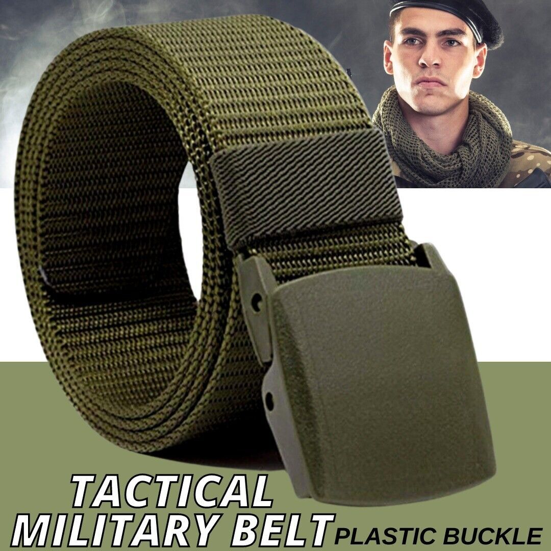 Men's Plastic Cam Buckle Nylon Canvas Tactical Waistband Webbing Military Belt